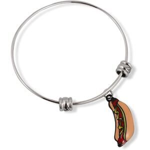 Hot Dog Enamel Food Weiner Bangle Bracelet Jewelry
